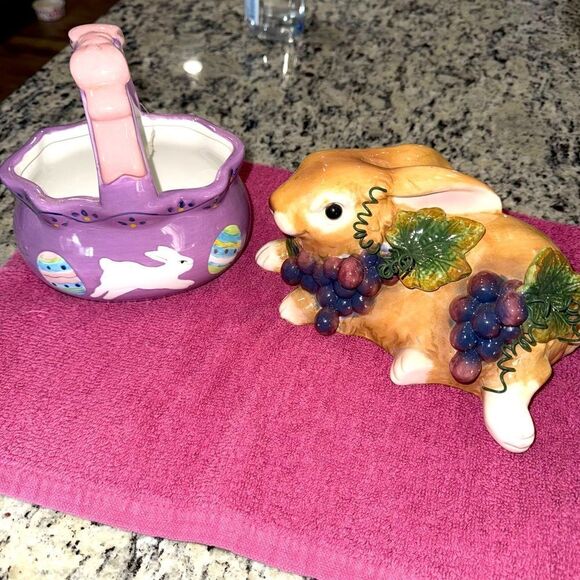 Orange and Purple Bunny Decor Accent Piece - Picture 1 of 5